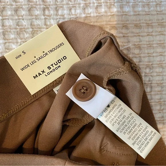 Max Studio London Chocolate Wide-Leg Sailor Womens Pants Trousers | Size S - Picture 10 of 12